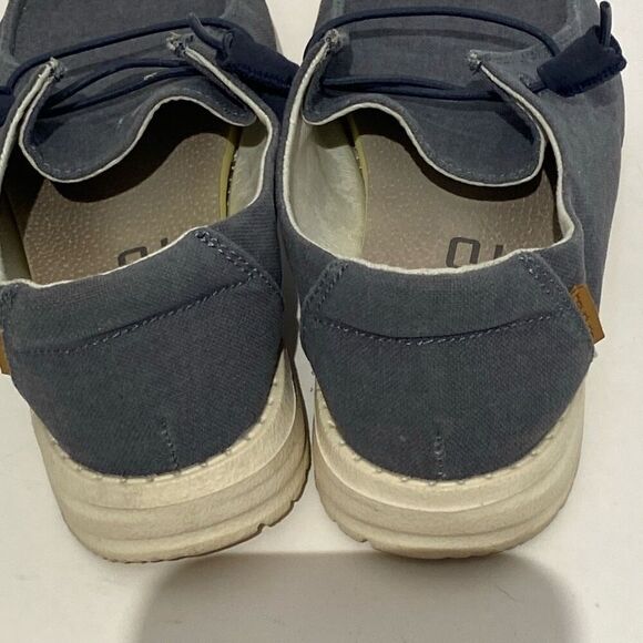 Hey Dude Women's Navy White Chambray Lightweight Slip On Wendy Loafers Size 7 - Picture 9 of 13